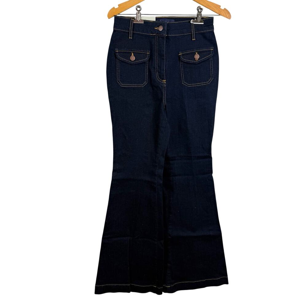 Boden Women Glorious British Style Denim Jeans Size 6P Flare High Rise Indigo